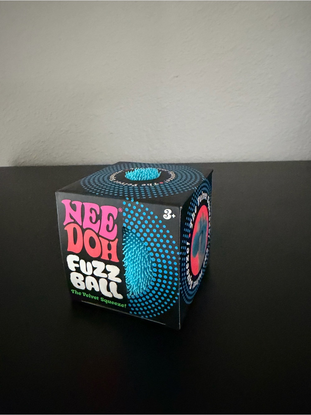 NeeDoh Blue Fuzz Ball Sensory Stress Relief Toy Velvet Squeeze